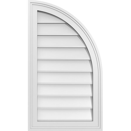 Ekena Millwork Quarter Round Top Right Surface Mount PVC Gable Vent w/ 2"W x 1-1/2"P Brickmould Frame, 16"W x 28"H GVPQR16X2802SN
